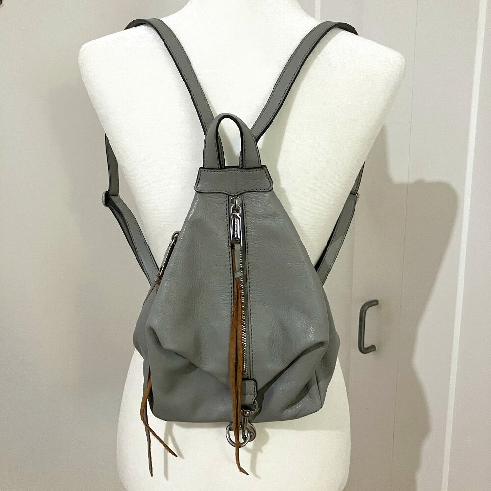 Rebecca Minkoff Mini Julian Leather Backpack in Grey